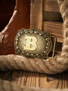 1 件西式锌合金字母形皮带扣，适合所有季节夏季、学校秋冬配饰万圣节服装，适合青少年、青年、男士、休闲、户外、运动、度假、毕业礼物、生日、日常穿着 - 如圖 - 查看 2