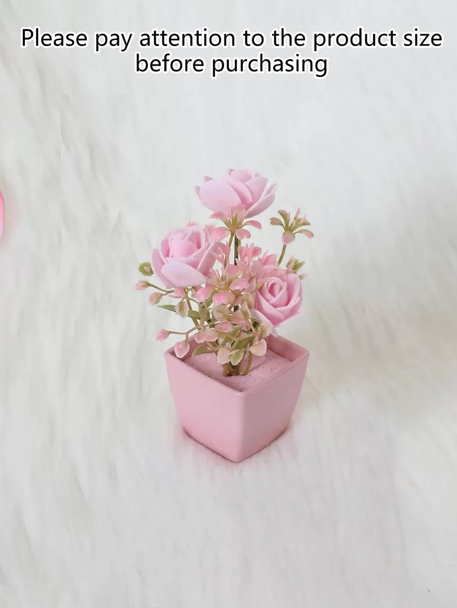 1 件/3 件人造精致玫瑰和菊花迷你盆栽植物 - 婚礼派对桌面装饰、家庭花园花架、美丽的玫瑰花盆装饰、浪漫订婚场景、花园装饰、户外植物、园艺、假花 - 彩色 - 查看 1