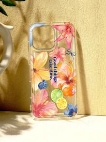 Flower Hibiscue Print Clear Case Compatible With IPhone Waterproof Shockproof Anti-Fall Scratch Resistant,International Version, Not The Domestic Version - Multicolor - View 4