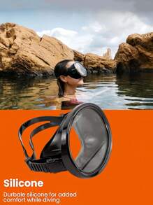 1pc Stainless Steel Oval Classic Rubber Diving Snorkel Mask For Fishing, Snorkeling, Free Diving, Tempered Glass Oval Anti-Fog Adult Diving Mask
