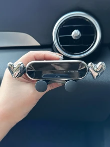 The New Car Phone Holder With A Cute Heart-Shaped Cartoon Design Is A Car Air Vent Navigation Support Bracket For Car Interior Decoration,Upgraded Silver PVC Dashboard Air Vent Mount For Women, Simple And Easy To Install, Air Vent Phone Car Mount, Detachable, Washable, Durable, Can Be Firmly Fixed In The Car, Suitable For Any Model. And Reliable, Firmly Inlaid