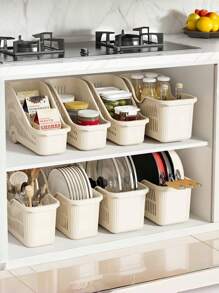 3pcs Household Kitchen Pot Storage Condiments Sundry Storage Basket Pot Lid Storage Basket Cabinet Desktop Storage Shelf Suitable For Kitchen Storage Organizer Living Room Storage Bathroom Storage - Multicolor - View 7