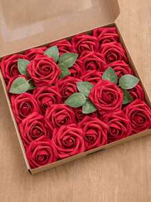 25 piezas de flores artificiales con aspecto real, rosas de espuma antigua con tallos para manualidades, ramos de boda, centros de mesa de baby shower, arreglos florales, decoración de mesas de fiesta y decoración del hogar