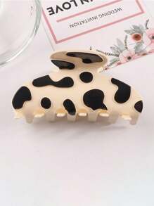 1 pieza Clip de pelo de acetato de celulosa con estampado de manchas de vaca, elegante y casual, regalo diario para amigos, accesorio para el cabello