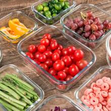 Recipientes de almacenamiento de alimentos de vidrio borosilicato con tapas herméticas, a prueba de fugas, aptos para microondas, seguros para lavavajillas - regalo perfecto para viajes y preparación de comidas