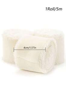 1 卷/6 码粉色、白色、绿色马卡龙色雪纺丝带，撕边，适用于婚礼请柬、新娘花束、礼盒包装、家居装饰 DIY 蝴蝶结、礼品包装 - 彩色 - 查看 11