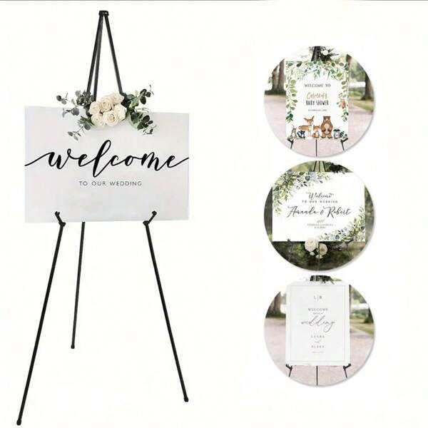 1Pc Wedding Basics Easel Stand Instant Floor Poster Lightweight Collapsible And Portable With Tripod Base Birthday Wedding Outdoor Decoration