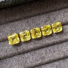 One 100% Yellow Sapphire Loose Asscher Cut Gemstone For Charms Advanced Jewelry Making Materials DIY - Yellow - View 4