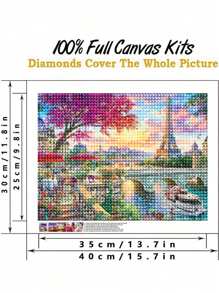 DIY 钻石画，现代风景图案钻石无框画家居装饰工艺品 - 彩色 - 查看 2