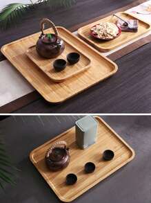 1 pieza Bandeja de vajilla de bambú amarillo, plato rectangular de madera para restaurante, cocina, postre, fruta, café, té, comedor, barbacoa, hotel, bandeja de desayuno en el hogar