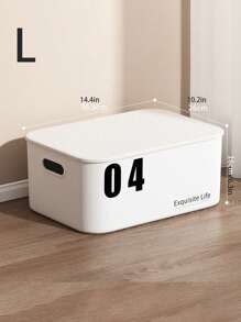 1 pieza Caja de almacenamiento de plástico blanco para organizar ropa, ropa interior, calcetines y otros artículos en armario, sala de estar, cocina, oficina, dormitorio, a prueba de polvo y humedad (tapa incluida, sin pegatinas)