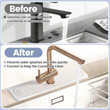 2pcs/Set Faucet Mat For Kitchen Sink 24'' Long Diatomite Fast Drying Stone Sink Tray Super Absorbent Prevents Moisture Buildup Faucet Splash Guard For Bathroom Counter