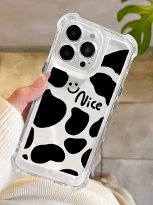 Transparant hoesje met koeienprint en lachend gezichtontwerp Compatibel met iPhone 11, 11 Pro, 11 Pro Max, 12, 12 Pro, 12 Pro Max, 13, 13 Pro, 13 Pro Max, 14, 14 Pro, 14 Plus, 14 Pro Max, 15, 15 Pro, 15 Plus, 16, 16 Pro, 16 Pro Max, 16 Plus. Verstevigde hoeken met luchtkussentechnologie voor ultieme bescherming tegen vallen, gecombineerd met een speelse koeienprint en lachend gezichtontwerp. Combineert leuke stijl met duurzame functionaliteit!
