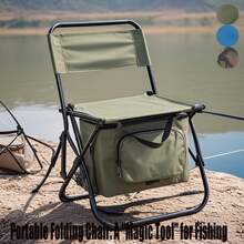 1pc Foldable Fishing Companion Chair, 3-In-1 Portable Outdoor Folding Stool, Camouflage Camping Hiking Picnic Fishing Cooler Chair - Multicolor - View 2