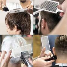 4pcs Haircutting Comb Set (Gradient Comb, Curved Comb, Adjustable Curved Silicone Cutting Guide), Hairstylist Gradient Positioning Comb, Professional Positioning Fusion Comb For Blending Gradient Flat/Curved Edging, Neck Shave Template And Haircut Guide, DIY Haircut Tool For Adults And Kids, Adjustable Size Self-Grooming Tool For Clean Neckline, Household And Salon Haircut Guide Tool - Multicolor - View 6
