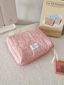 1 件绗缝柔软花朵图案便携式大容量旅行收纳化妆包，适合女士女孩，化妆包化妆袋护肤包洗漱包收纳袋，旅行必需品邮轮必需品宿舍必需品，婚礼伴娘礼物，妈妈礼物，生日礼物，送给朋友和老师的礼物，家居装饰，浴室客厅卧室装饰，浴室收纳盒，珠宝收纳盒，唇油收纳盒，指甲油收纳盒 - 粉色 - 查看 10