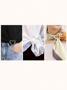 Agrafe metalice multifuncționale pentru eșarfe în formă de inimă 3 buc - Accesoriu elegant de modă pentru eșarfe, tricouri și curele, potrivite pentru orice ocazie