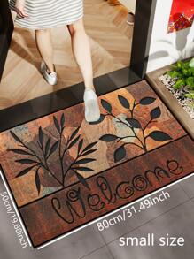 1pc Faux Stone Leaf & "Welcome" Pattern Entrance Mat, Vintage Style Flannel Flocked Bottom Indoor/Outdoor Non-Slip Doormat, Machine Washable Durable Anti-Dirt Water-Absorbing Quick-Drying Door Mat For Kitchen, Dining Room, Hallway, Bathroom, Bedroom, Outdoor, Home Decor, Suitable For All Seasons Rug Carpet Rugs Room Decor Carpet For Living Room Kitchen Rug Bedroom Decor Blankets And Throws Rugs For Bed Room Bathroom Decor Room Decoration Stuff Living Bathroom Rug Room Decor Aesthetic - Rust Brown - View 13
