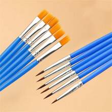 Painting Brushes - Watercolor, Acrylic, Oil, Hook Line Brushes, Drawing Pens, Blue Handle Nylon Art Brushes