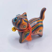 1pc Handmade Wooden Carving Bell Cat Figurine, Home Decor, Office Desk Ornament, Cute Kitty, Gift For Cat Lovers,Home Decor,Kitchen Decor Decor,Room Decor,Christmas Decor,Party Decor,Decorative Crafts,Desk Ornaments,Table Decorative Ornaments,Party Gift Decorations,Christmas Decorations,Christmas Gift.