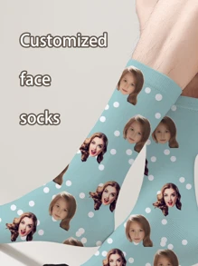 A Pair Of Heartwarming Customized Socks For Women And Men That Can Print Photos And Texts, Allowing You To Wear Your Stories On Your Feet. Incorporate Your Creativity, With Soft Materials To Care For Your Feet And Accompany You Throughout The Four Seasons. It's Also An Excellent Choice For Holiday Gifts. Come And Customize Your Exclusive Socks Now! - Multicolor - View 2