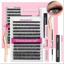 Kit de extensión de pestañas para principiantes, 280 piezas, 40D, 60D, 80D, 9-16, con racimos de pestañas mixtas, rizado en D, removedor de adhesivo y sellador, ideal para regalos y maquillaje (KIT-D-9-16MIX)