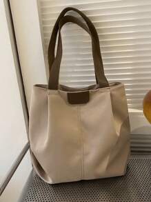 Geantă de umăr minimalistă din pânză, geantă de depozitare cu capacitate mare, culoare solidă, geantă ușoară, ghiozdan școlar în stil artistic pentru adolescenți, ghiozdan pentru femei sau studenți, perfectă pentru cărți, cumpărături, întoarcerea la școală și multe altele