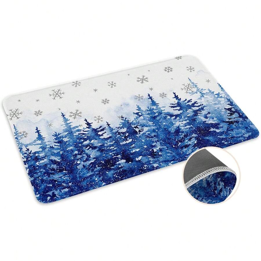 ALAGEO Christmas Doormat Christmas Tree Forest Pink Welcome Mat Entrance Floor Mat Snowflake Seasonal Winter Christmas Holiday Door Mat Indoor Outdoor Entrance Rug Non Slip Rubber Mat 18 X 30 Inch Doormat 30 X 18 Inch Valentine's Day Welcome  Door Mat Red  Non-Slip Rug For Indoor Outdoor Home Bathroom Decor - 藍色 - 查看 1