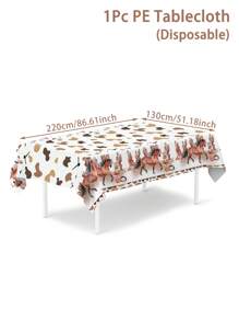 1Pc Western Cowboy Theme Party Tablecloth, 220*130cm Western Cowboy&Horse Printed Disposable Table Cover, Birthday Party Decoration, Home Decor, Baby Shower Gender Reveal Party Decor, Western Cowboy Theme Birthday Party Supplies, Table Decor, Table Cloth - Western Cowboy - View 8