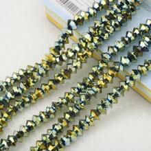 95pcs 6mm Crystal Glass Middle Hole Saucer Beads, Electroplated Colorful DIY Accessories For Shoes, Clothing, Hats, Phone Chains, Jewelry Making