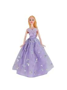 1pc 30cm Bride Doll Wedding Dress, Cute Plaything With Long Train