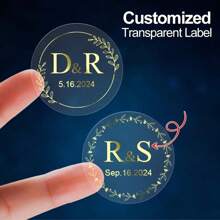Customized Transparent Waterproof Labels For Weddings And Events - Elegant Gold Foil Custom Stickers With Names And Dates - Personalized Clear Vinyl Decals For Party Favors, Gift Wrapping, And Sealing Invitations For Anniversaries, For Children's Day, For Birthdays, For Graduation, For Housewarming, For Mother's Day, For Valentine's Day, For Father's Day, For Weddings Home, Kitchen, Dining Room, Bathroom, Living Room, Bedroom, Office, Tea Room,School Essentials,Home & Living,Christmas Home Atmosphere,Personalized Labels,Chic Design