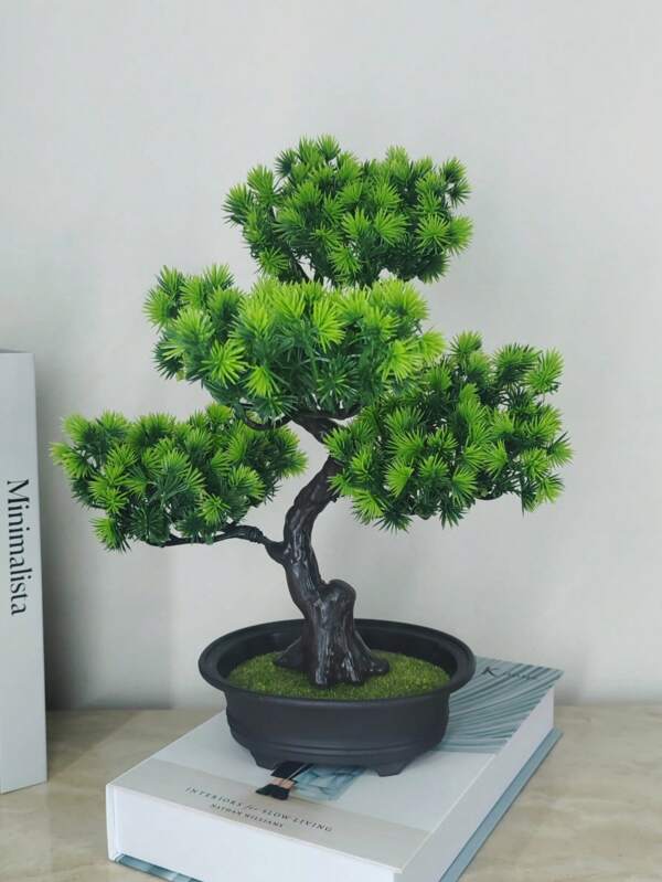 1 pièce Arbre de bonsaï artificiel élégant en pin de 45 cm/17,72 po, bonsaï de table nécessitant peu d'entretien et réaliste, cadeau parfait pour les amateurs de plantes, idéal pour les petits espaces, pour le bureau à domicile