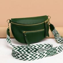 Minimalist Genuine Leather Square Underarm Bag, Versatile Crossbody Shoulder Chest Bag For Women