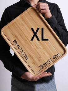 1 pieza Bandeja de vajilla de bambú amarillo, plato rectangular de madera para restaurante, cocina, postre, fruta, café, té, comedor, barbacoa, hotel, bandeja de desayuno en el hogar