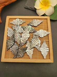 4pcs Natural Mother Of Pearl Charms For Earrings Necklace DIY Making, Black Shell Pendant, Hawaiian Polynesia Shell Beads, Island Jewellery - Black - View 11