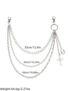 1pc Multi-Layer Cross Chain Jeans Chain, Suitable For Everyday Wear - Multicolor - View 5