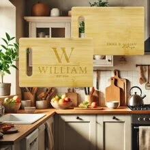 Custom Engraved Bamboo Cutting Board, Fun Custom Cutting Boards For Family Members, Personalized Cutting Boards Gifts, Cutting Boards For Wedding, Anniversary, Birthday, Housewarming, Engagement, Party, New Home Gift Couple, Fathers Day, Mother's Day, Christmas - Multicolor - View 8