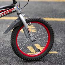 STITCH Chevalier 12/14/16 Pouces Vélo Enfants pour Garçons et Filles de 2 à 7 Ans, Vélo à Vitesse Unique pour Enfants avec Cadre en Acier Carbone, Roues d'Entraînement, Double Freins à Main et Cloche (Rouge, Argent+Bleu, Argent+Rouge)