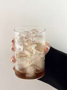 1pc/4pcs Vertical Stripe Glass Cup,Straight Design Glass Cup,Straight Coffee Glass Cup,Creative Glass Cup,Vertical Cold Drink Cup,Simple Beverage Cup,Retro Stripe Cup,Ribbed Transparent Coffee Cup,American Latte Coffee Cup,Heat-Resistant Drinking Glass Cup,Transparent Glass Cup,Beer Cup,Cocktail Cup,Summer Beverage Glass Cup,Beverage Cup