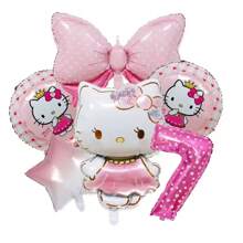 Sanrio Number Balloon Set,  Cute Birthday Package Decorations,  Cartoon Foil Balloon, Digital Printed Balloons,  Birthday Party Decor Balloon Set,  Pink Cute Theme Party Balloon Decoration Combo,  Room Wall Background Creative Decoration