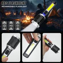 1pc Ultra Bright Handheld Flashlight, Outdoor Portable COB Side Light High-Powered LED Rechargeable Zoom Flashlight - Multicolor - View 9