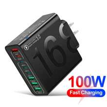 XJDR Cargador de 100W 1 pieza 4 USB-A + 4 USB-C compatible con iPhone 16, 15, 14, 13, carga súper rápida con 8 puertos, cargador de pared adecuado para viajes, oficina, dormitorio y uso doméstico