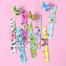 12pcs Colorful Resin Butterfly Bangle Bracelets, Vibrant Plastic Cracked Circle Bangle Bracelets With Butterfly Design, Suitable For Wedding, Bridal Shower, Birthday Party Decoration - No Power Required