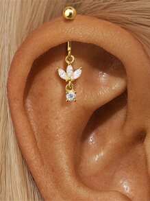 Piercing de cartilagem assimétrico em formato de estrela e bola de prata esterlina 925, joia para mulheres, uso diário, festa de casamento, noivado, aniversário, dia dos namorados