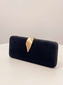 1pc Black Metal Clasp Elegant Square Shaped Compact Casual Handbag, Versatile Small Clutch Purse For Party, Dinner, Wedding, Suitable With Evening Gown, Cocktail Dress