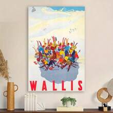 Framed Vintage Wallis Skiing Poster Reproduction, High-Quality  Canvas Wall Art For Home Office Decor, Perfect For Room Decor