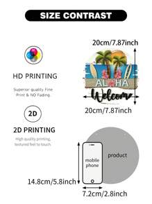 1 件欢迎来到夏季椰子树、花朵、帆船设计元素 2D 高清平面印刷经典圆形标志采用优质木材制成墙面装饰、家居装饰、标牌装饰、多用途壁挂用于入口、多功能场景 - 歡迎來到夏季 - 查看 2