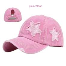 1 pieza Gorra de béisbol con agujeros y bordado de pentágono para mujer, sombrero ajustable de sol para exteriores, ideal para primavera/otoño, viajes, playa y vacaciones, apta para hombres y jóvenes en estilo Y2K