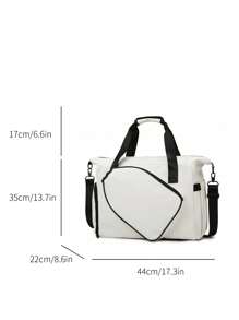 1pc Contrast Color Waterproof Soft Material Fashion Outdoor Fitness Bag, Sports Bag, Large Capacity Lightweight Tennis Bag, Multi-Function Lightweight Dry-Wet Separation Shoe Bag, Handbag Shoulder Bag For Short Trip, Business Travel, Suitable For Travel, Business Trip And Daily Fitness - White - View 2